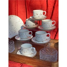 Rubi Porselen Reactive 12 Parça 6 Kişilik Porselen Kahve Fincanı Takımı - 90 ml