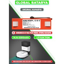 Global Batarya Roborock Q7 Max Plus Uyumlu Akıllı Robot Süpürge Bataryası 14.4V 5200mAh Li-ion Pil (Orijinal Kapasite)