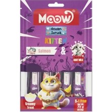 Indispensablely Moow Somonlu ve Keçi Sütlü Yavru Sıvı Kedi Ödül Maması 1 Adet 6X12 gr