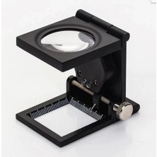 Azrlya -28X28 mm Katlanır Sayaçlı Metal Lüp, 2 LED Işıklı Büyüteç Tekstil TH9005A ( Lisinya )