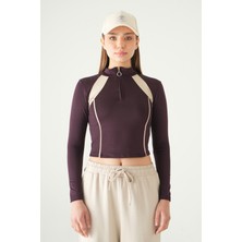 Rays Mürdüm Şeritli Fermuarlı Sweat 8326A