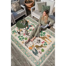 Kilim Home Floral Sevimli Hayvan Temalı Çok Renkli Dokuma Taban Halı Salon Halısı Çocuk Halısı Mars 249