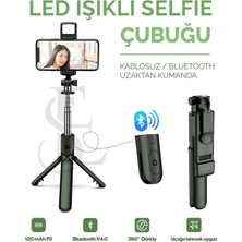 Azrlya LED Işıklı Selfie Çubuğu Bluetooth Kumandalı Kablosuz Tripot Selfie Monopod Selfie Stick ( Lisinya )