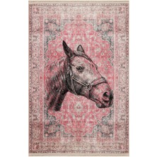 Kilim Home Mars 149 Vintage Kırmızı El Çizimi  At Temalı Dokuma Taban Halı