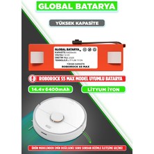 Global Batarya Roborock S5 Max Uyumlu Akıllı Robot Süpürge Bataryası 14.4V 6400MAH Li-Ion Pil (Yüksek Kapasite)