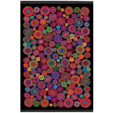 Kilim Home Mars Serisi Siyah Rengin Üzerinde Multy Tonlarında Çiçekli Desen Kaymaz Taban Şönil Halı