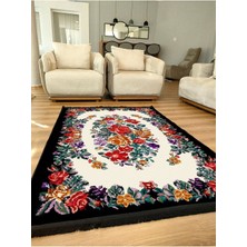 Kilim Home Mars Serisi Kahve Tonlarında Çerçeveli Eskitme Geometrik Desen Kaymaz Taban Şönil Halı