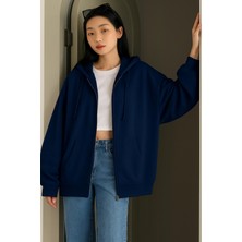 Tarz Cool Unisex Fermuar Kapüşonlu Sweatshirt