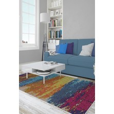 Kilim Home Mars Serisi Hardal ve Bordürlü Çiçek Desen Kaymaz Taban Şönil Halı