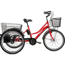 Bisan E-Porter Lit Elektrikli Kargo Bisikleti Bayrak Kırmızı