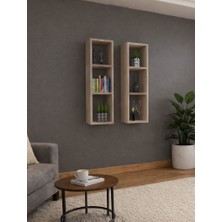 Dekormer Design Kitaplık Takım Ev Mobilya Duvar Rafı Ikili Cordoba