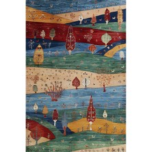 Kilim Home Mars 77 Renklı Manzara Temalı Dekoratif Salon Halısı Saçaklı Yıkanabilen Halı