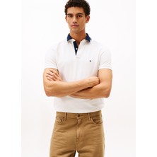 Tommy Hilfiger Beyaz Erkek Polo T-Shirt MW0MW41605YBL_PIQUE Grafıc Collar R