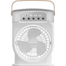 Azrlya Şarjlı 600 ml Su Hazneli Taşınabilir Masaüstü Vanilatör  Güçlü Fan ve 2000 Mah Pil Beyaz - Lisinya