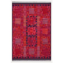 Kilim Home Mars 119 Etnik Otantik Kırmızı Tonda Dekoratif Salon Halısı Saçaklı Yıkanabilen Halı