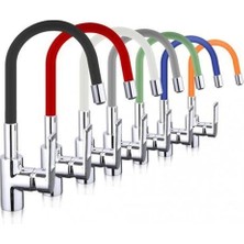 Azrlya Esnek Kıvrılabilir Renkli Silikon Oynar Başlıklı Musluk Bataryası Başlığı Kubar ( Lisinya )