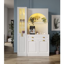 Guneystore Armoni Gold Midi Kahve Köşesi Sol Vitrinli Komple Mdf