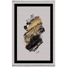 Kilim Home Mars 2076 Gri ve Siyah Tonlarında Fırça Darbeleri Desen Kaymaz Taban Dekoratif Halı