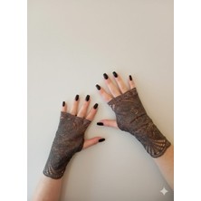 MPY GLOBAL ,Gri Dantel Eldiven,kostüm Dans Eldiveni ,gelin Eldiveni,düğün,nikah