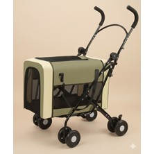 Tasma Market Ayrılabilir Pusetli Lüks Kedi Köpek Arabası - 20 kg Kapasiteli Karbon Çelik Gövde - Kahverengi/bej