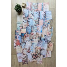 Kolbi Craft 67 Adet Eskitme Vintage Çiçek Temalı Scrapbook Kağıt Seti Bullet Journal Dekupaj Kağıdı