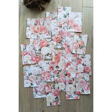 Kolbi Craft 23 Adet Pembe Gül Temalı Scrapbook Kağıt Seti Bullet Journal Dekupaj Kağıdı