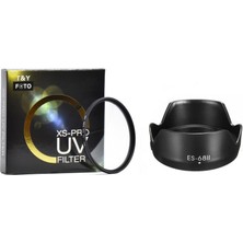 Tianya Canon 50MM F1.8 Stm Lens Için 49MM Xs-Pro Slim Uv Filtre + Es-68 Iı Parasoley