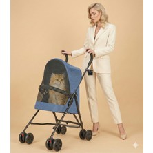 Tasma Market Pratik Katlanabilir Kedi Köpek Taşıma Arabası - Ultra Hafif 3.8 kg - Oxford Kumaş Mavi
