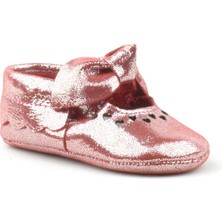 Coco Hakiki Deri Kırmızı Fiyonklu Lastikli Bebek Patik