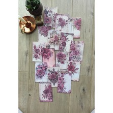 Kolbi Craft 15 Adet Vintage Eskitme Kırmızı Gül Çiçek Temalı Scrapbook Kağıt Seti Bullet Journal Dekupaj Kağıdı
