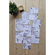 Kolbi Craft 8 Adet Siyah Beyaz Yazı Temalı Scrapbook Kağıt Seti Bullet Journal Dekupaj Kağıdı
