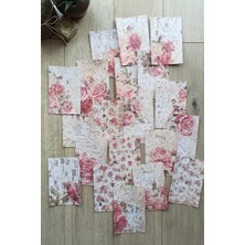 Kolbi Craft 20 Adet Eskitme Vintage Gül Temalı Scrapbook Kağıt Seti Bullet Journal Dekupaj Kağıdı