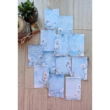 Kolbi Craft 12 Adet Mavi Karahindibağı Temalı Scrapbook Kağıt Seti Bullet Journal Dekupaj Kağıdı Dandelion