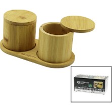 İsmiyle Al 2pcs Ahşap Bambu Baharatlık YUVARLAK=8X8ALTLIK=9.5X19.5ÇEVİR Aç-Mıknatıslı Kapak (5047)