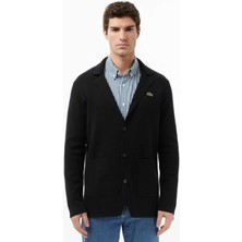 Lacoste Men's Classic Fit V Neck Cardigan Erkek Classic Fit V Yaka Triko Hırka Siyah