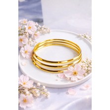 Yush Aksesuar 3'lü Yarı Sim Yarı Düz Çelik Ajda Bilezik