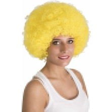 İsmiyle Al Sarı Renk Kıvırcık Afro Bonus Peruk
