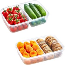 İsmiyle Al 2 Bölmeli Sızdırmaz Contalı Kilitli Kapaklı 1 Litre Erzak Saklama Kabı -LC505 (5047)