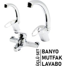 İsmiyle Al 3lü Set   Banyo - Evye Mutfak - Lavabo   Aç Kapa  Mix Batarya Musluk (5047)