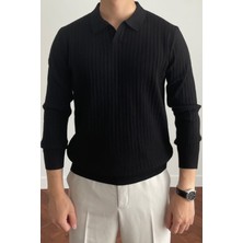 Tarz Cool Erkek Bej Slim Fit Uzun Kollu Polo Yaka Triko Kazak