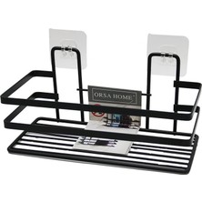 İsmiyle Al Yapışkanlı Askılı Çok Amaçlı Siyah Kare Banyo Raf (5047)