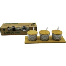 İsmiyle Al 3 Pcs Bambu Kapak - Altlık Fiber - Melamin Baharatlık Takım (5047)