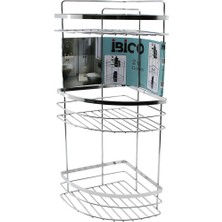 İsmiyle Al Lamalı   3 Katlı - Üçgen   Krom   Metal  Banyo Köşelik - Duşkabin Raf (5047)