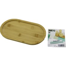 İsmiyle Al Oval Ahşap Bambu Servis Sunum Tepsi - Tahtası Mini Tepsi 25 x 14 x 1.4cm (5047)