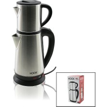 İsmiyle Al Elektrikli Çay Makinesi Çaycı Set 1.8lt Su Isıtıcı Pls.+ 0.8lt Demlik Çelik Taban 1800W 360