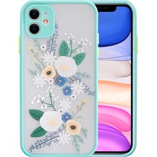 İsmiyle Al iPhone 12 6.1inç Kamera Korumalı Çiçek Desenli Silikon KILIF-(5775)