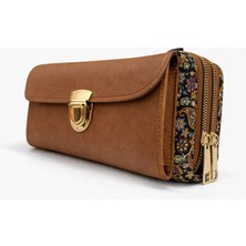 Bispot Vintage & Etnik Tarz Kilim Desenli Çok Bölmeli Fermuarlı Askılı Cüzdan