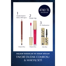 Estee Lauder Favori Dudak Combosu & Makyaj Seti - Dudak Kalemi, Dudak Dolgunlaştırıcı ve Mini Boy Maskara