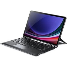 İsmiyle Al Dux Ducıs Samsung Galaxy Tab S9 + Ayrılabilir Bluetooth Klavye Touchpad Pu Deri KILIF-(5775)