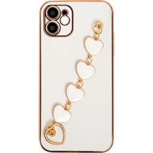 İsmiyle Al Ally iPhone 12 6.1inç Kılıf Kalp Bileklik Tutuculu Lüx Silikon Askılı KILIF-(5775)